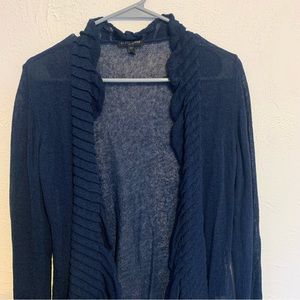 EUC EILEEN FISHER Knit Cardigan Sweater Open Front Linen Blend Petite Medium